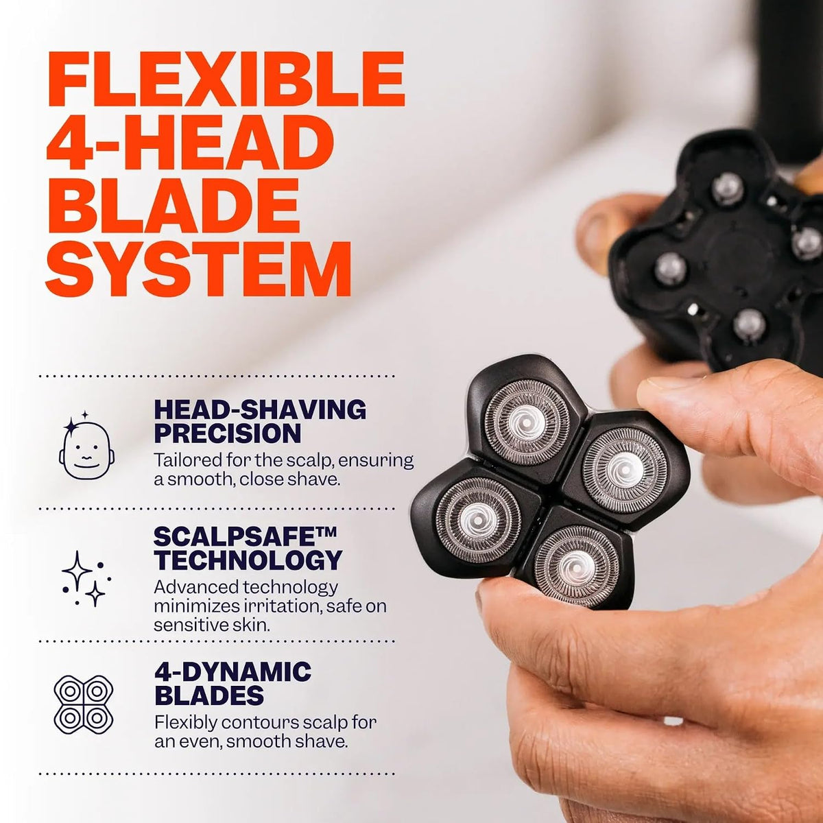 Official Replacement Blades for Flexseries Pro Head Shaver Kit - Refill Blades - High-Performance Blades for Smooth Shaving