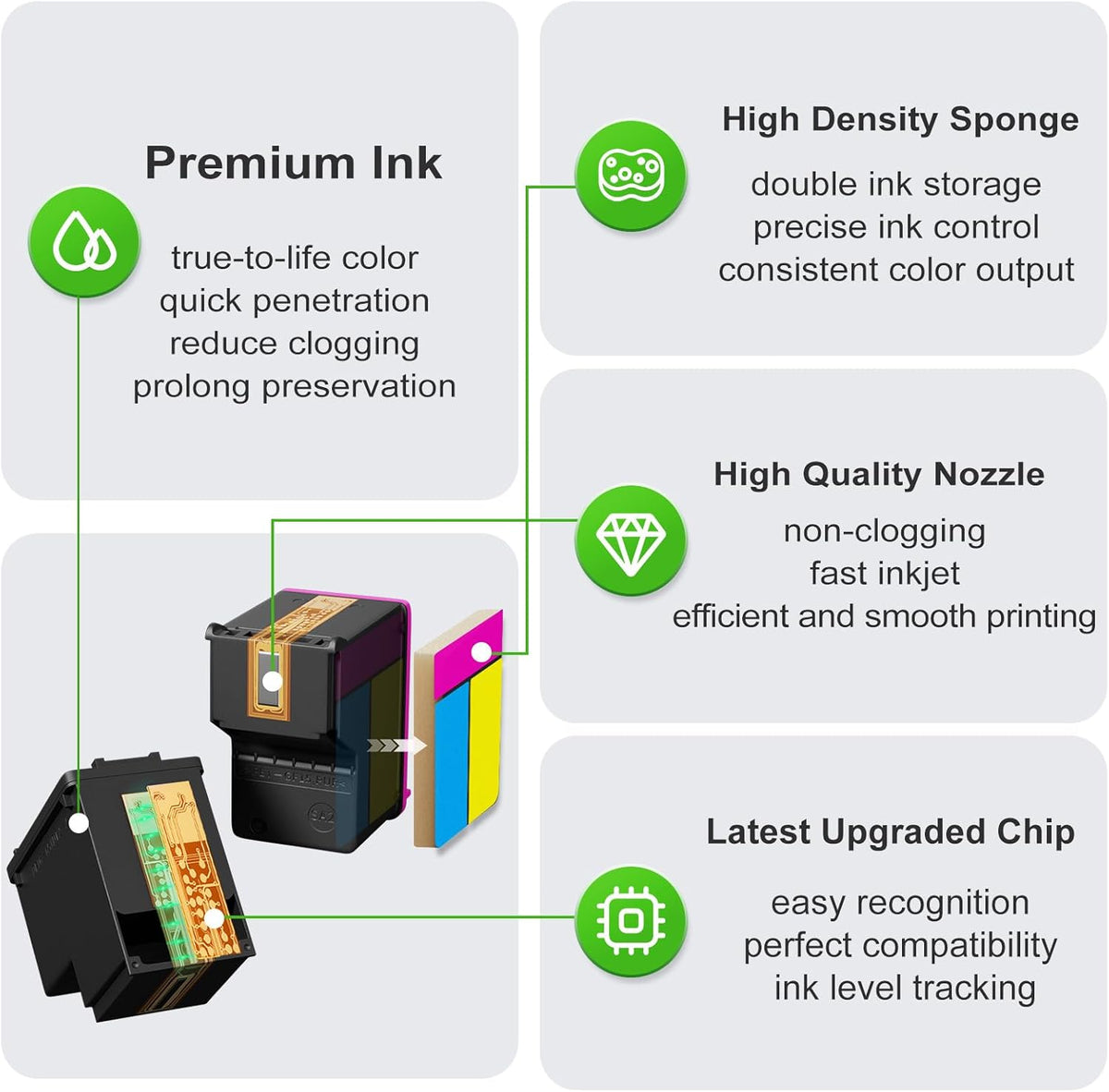 67XL Ink Cartridge Black/Color Combo Pack Replacement for HP 67 XL Hp67Xl