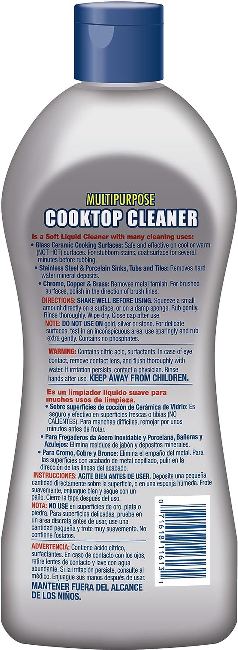 Cooktop Cleaner (2 X13 Oz) + Scraper - Multipurpose Liquid Stovetop Cleanser, Safe for Use on Glass & Ceramic Cooking Surfaces, Copper, Brass, Chrome, Stainless Steel & Porcelain