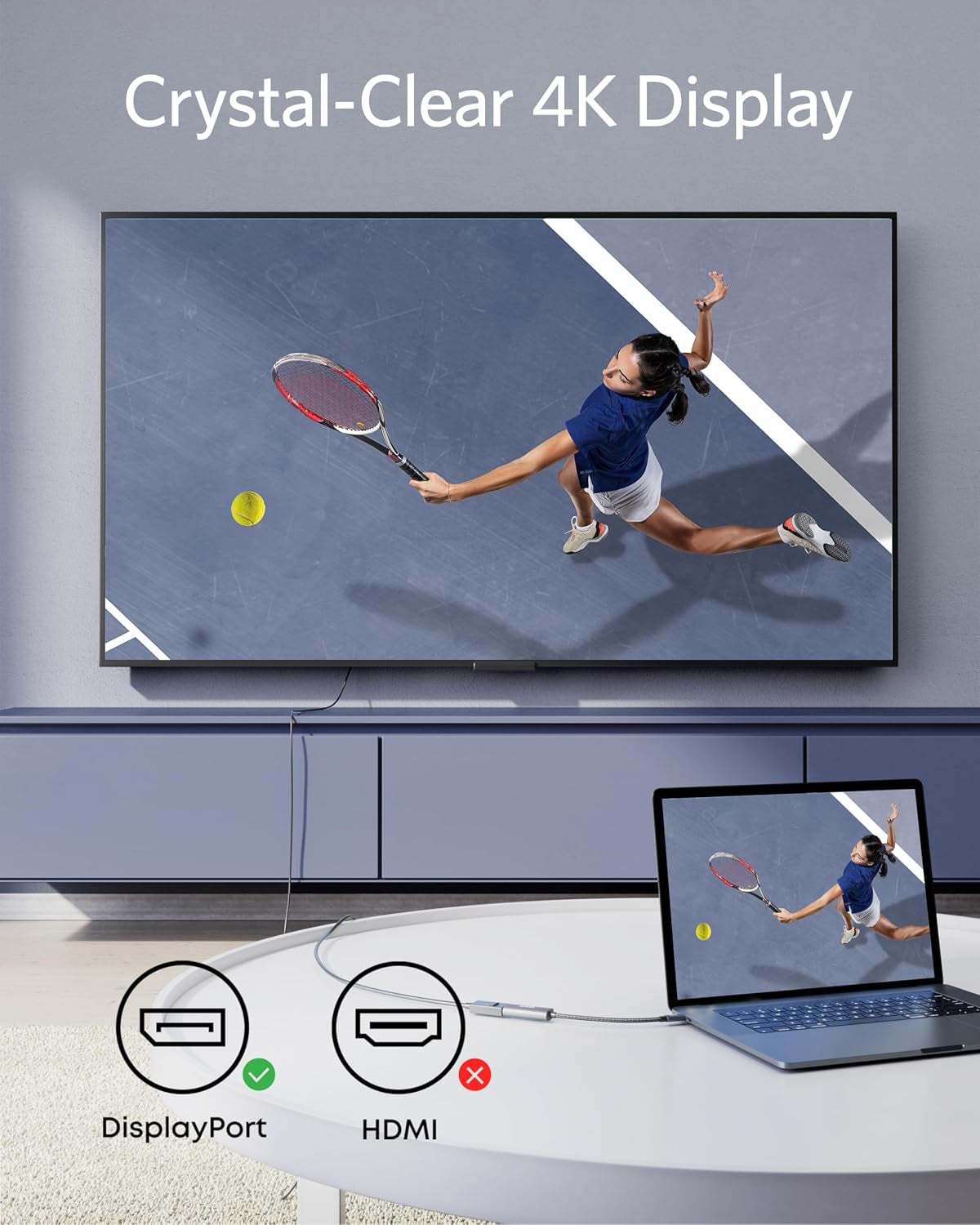 USB-C to Displayport Adapter, Mirror or Extend up to 4K@60Hz Adapter