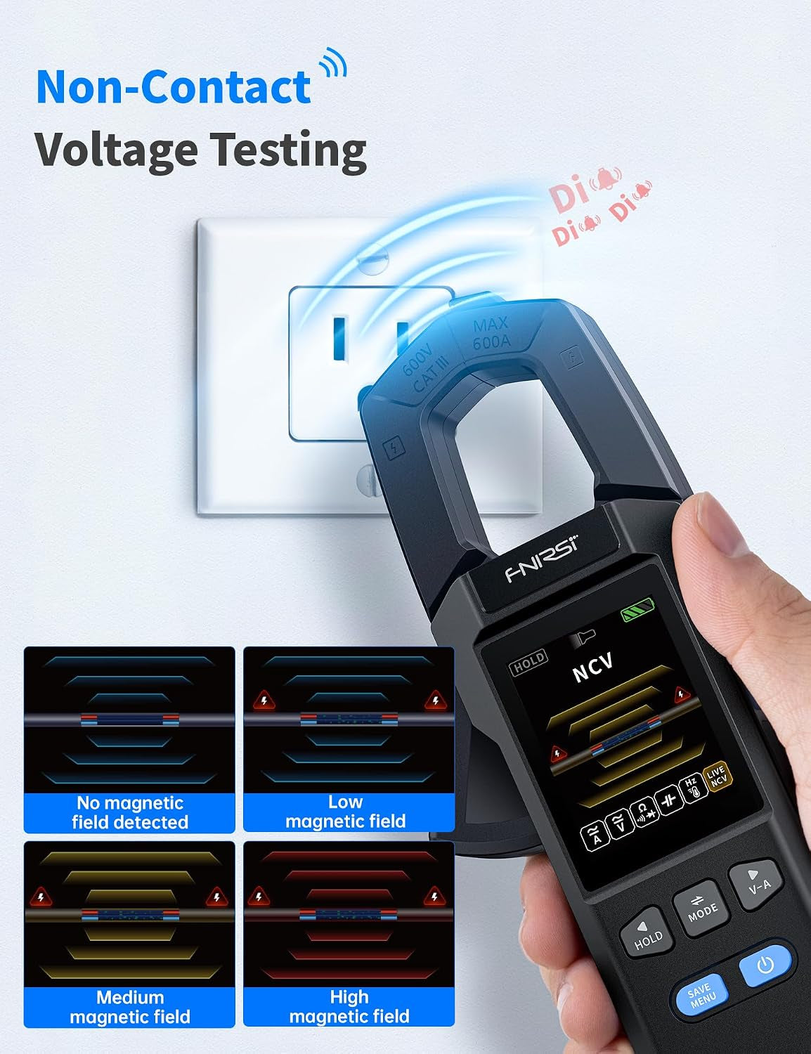 DMC-100 Clamp Meter 9999 Counts TRMS, 600A AC/DC Amp Meter