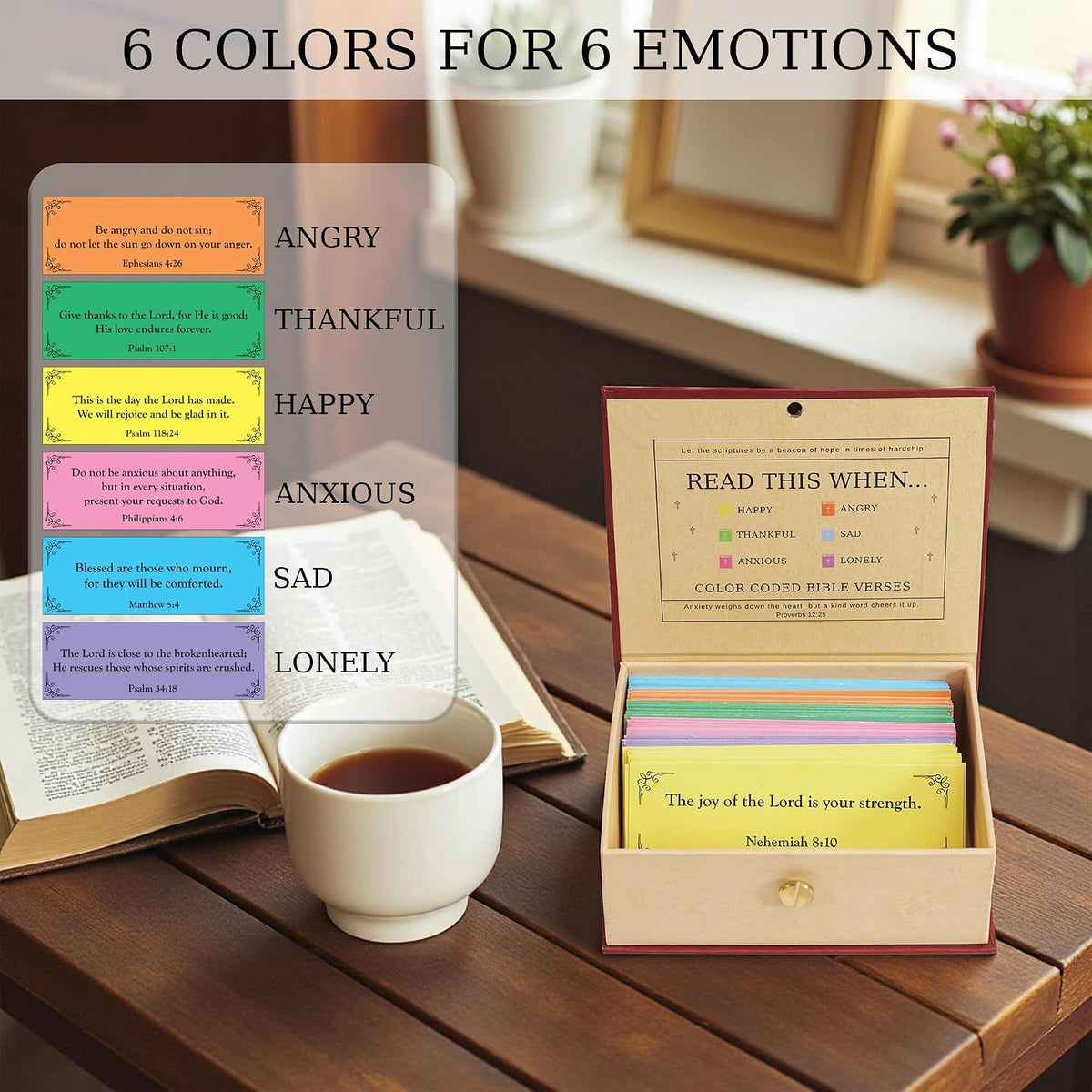 Read This When Bible Verse Box – 150 Color Coded Bible Verse for 6 Emotions – Mothers Day Gifts for Mom, Christian Gifts for Women
