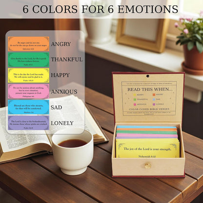 Read This When Bible Verse Box – 150 Color Coded Bible Verse for 6 Emotions – Mothers Day Gifts for Mom, Christian Gifts for Women