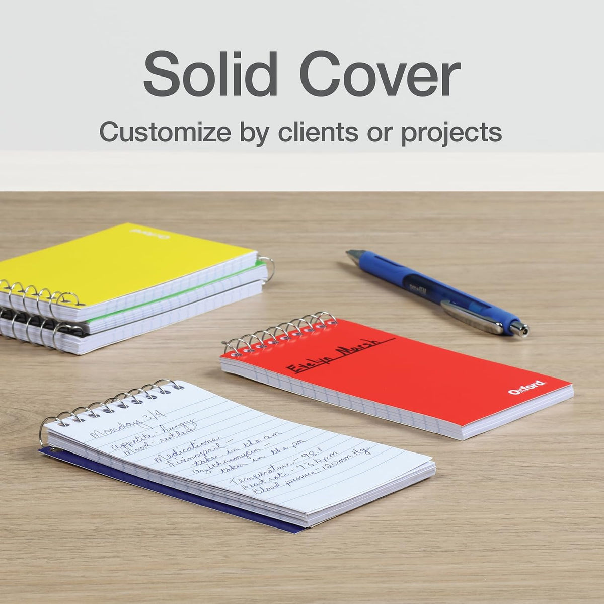 Spiral Memo Pads, Top Wire Bound, 3 X 5 Inch Pocket Notepad, College Ruled, Assorted Primary Colors, 75 Sheets, 5 Pack (25091)