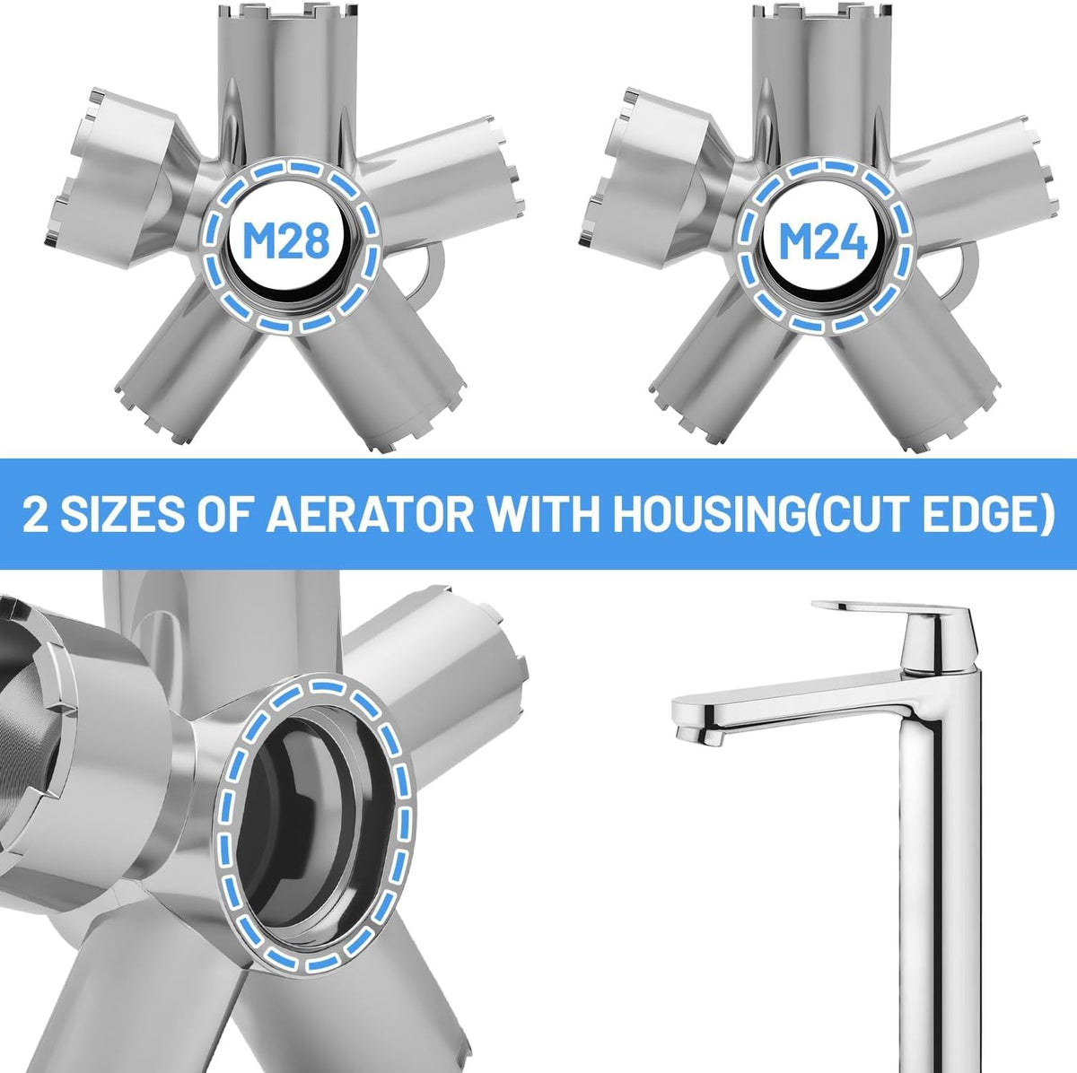 10-In-1 Heavy-Duty Metal Faucet Aerator Remover Kit - Fits M16.5/M18.5/M21.5/M22/M24/M28, Hidden Thread & Housing Types, Professional Plumbing Tool