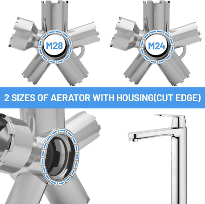 10-In-1 Heavy-Duty Metal Faucet Aerator Remover Kit - Fits M16.5/M18.5/M21.5/M22/M24/M28, Hidden Thread & Housing Types, Professional Plumbing Tool