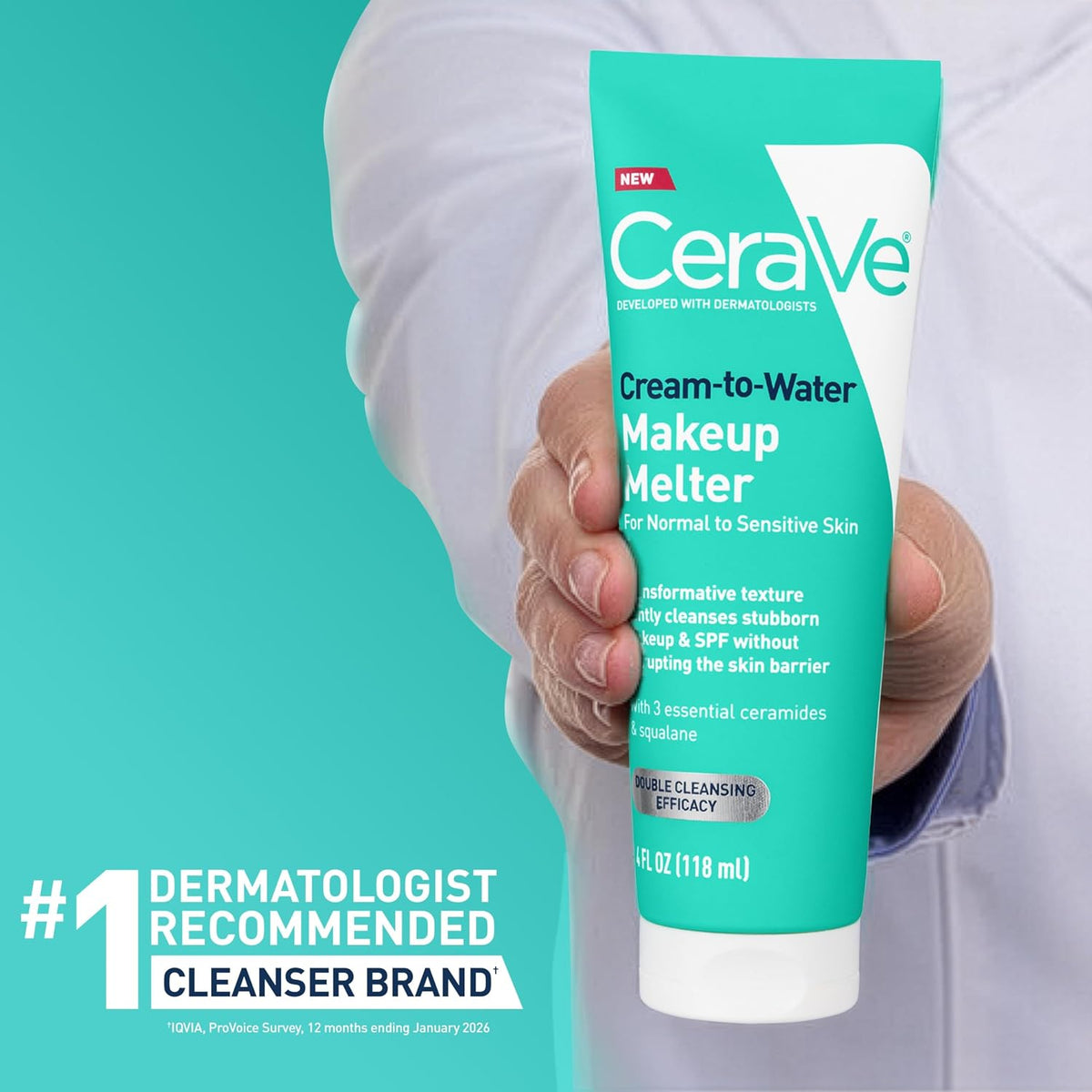 Cream-To-Water Makeup Melter, Facial Cleanser for Makeup Removal,4Oz