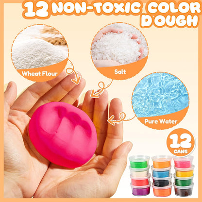 3 in 1 Color Dough Kitchen Creations Set, 12 Colors Dough