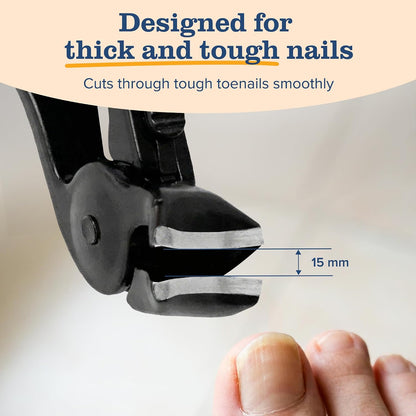 Toenail Clippers for Seniors, Long Handle Nail Clippers for Thick Toe Nails, Nail Care Set with File, 4.8" Angled Head & Stainless Steel Blades for Weak & Arthritic Hands