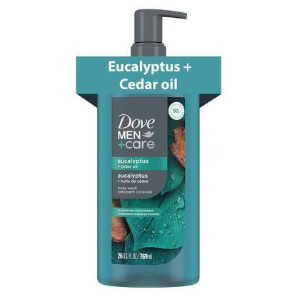 Dove Men Moisturizing Body Wash, Eucalyptus + Cedar Oil, 26Oz