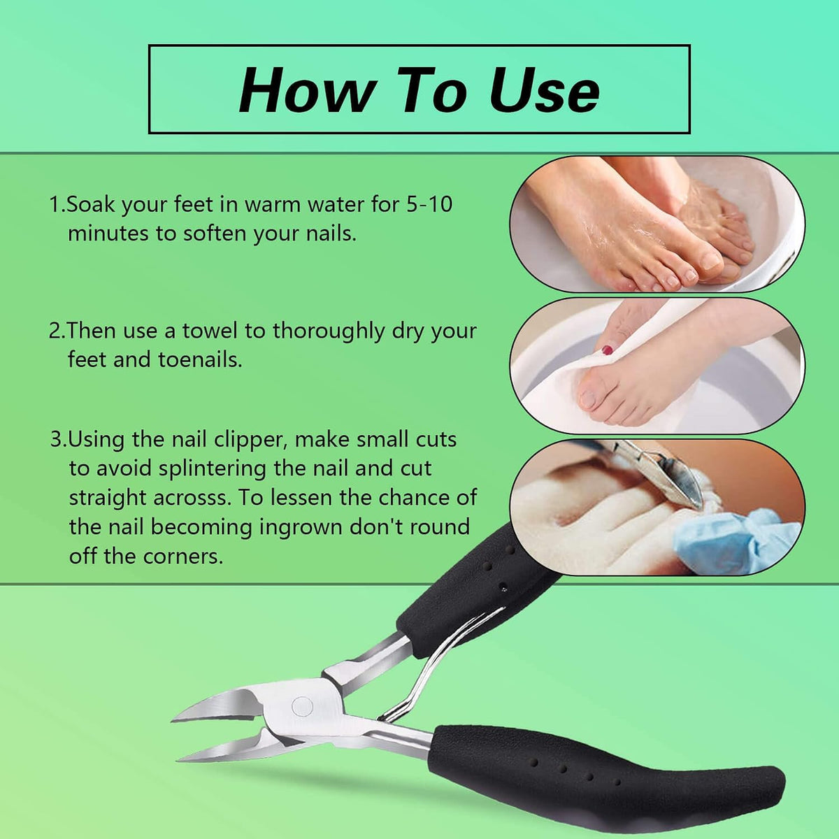 Heavy Duty Ingrown Toenail Clippers, Stainless Steel Toe Nail Trimmer