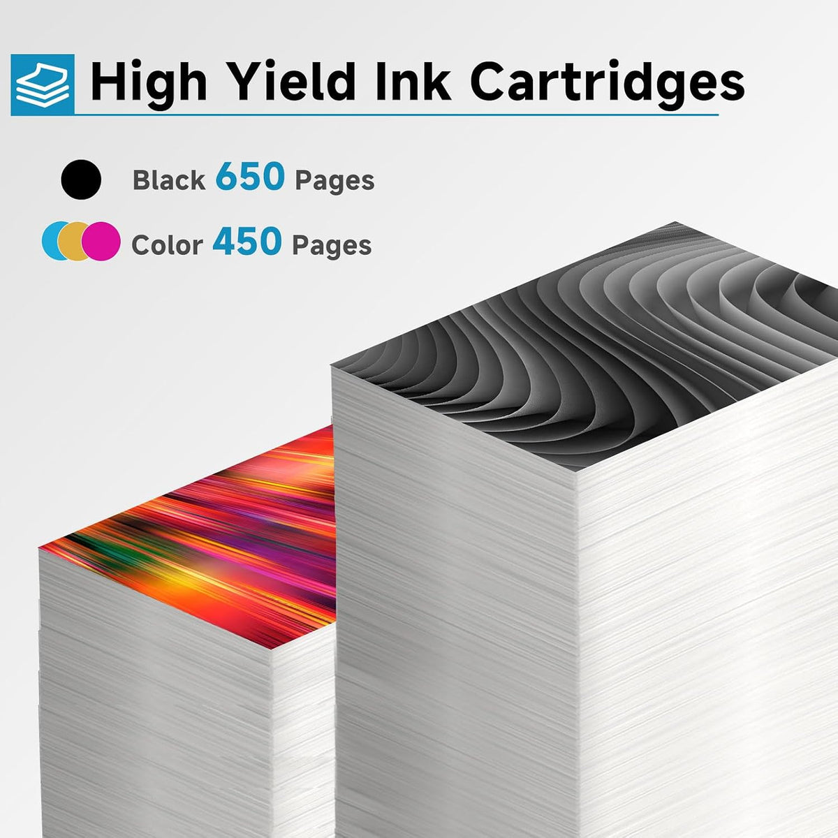 67XL Ink Cartridges Black/Color Combo Pack Replacement for HP 67 Ink XL