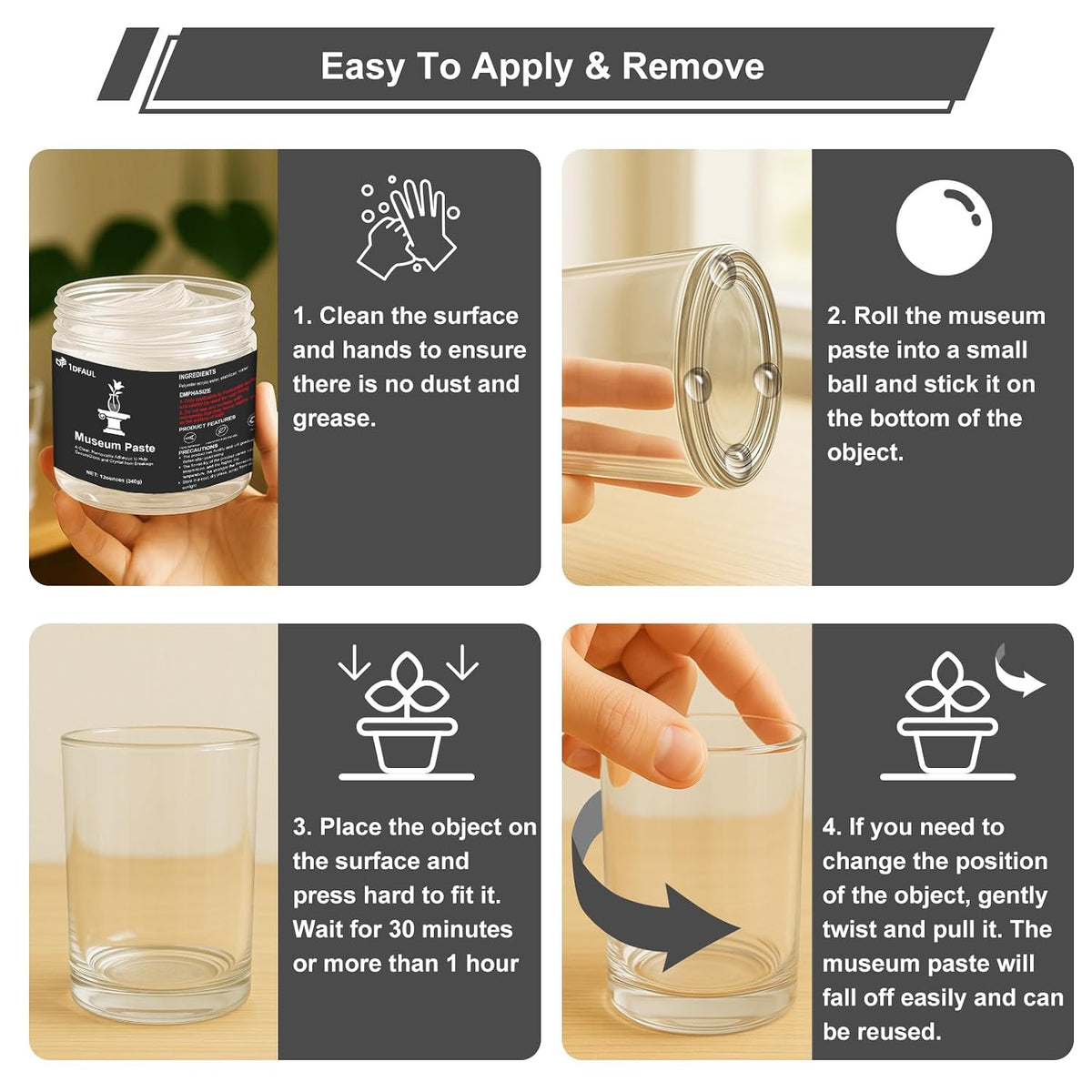 12 Oz Exhibits Fix Gel for Museum, Removable Museum Paste Putty Wax