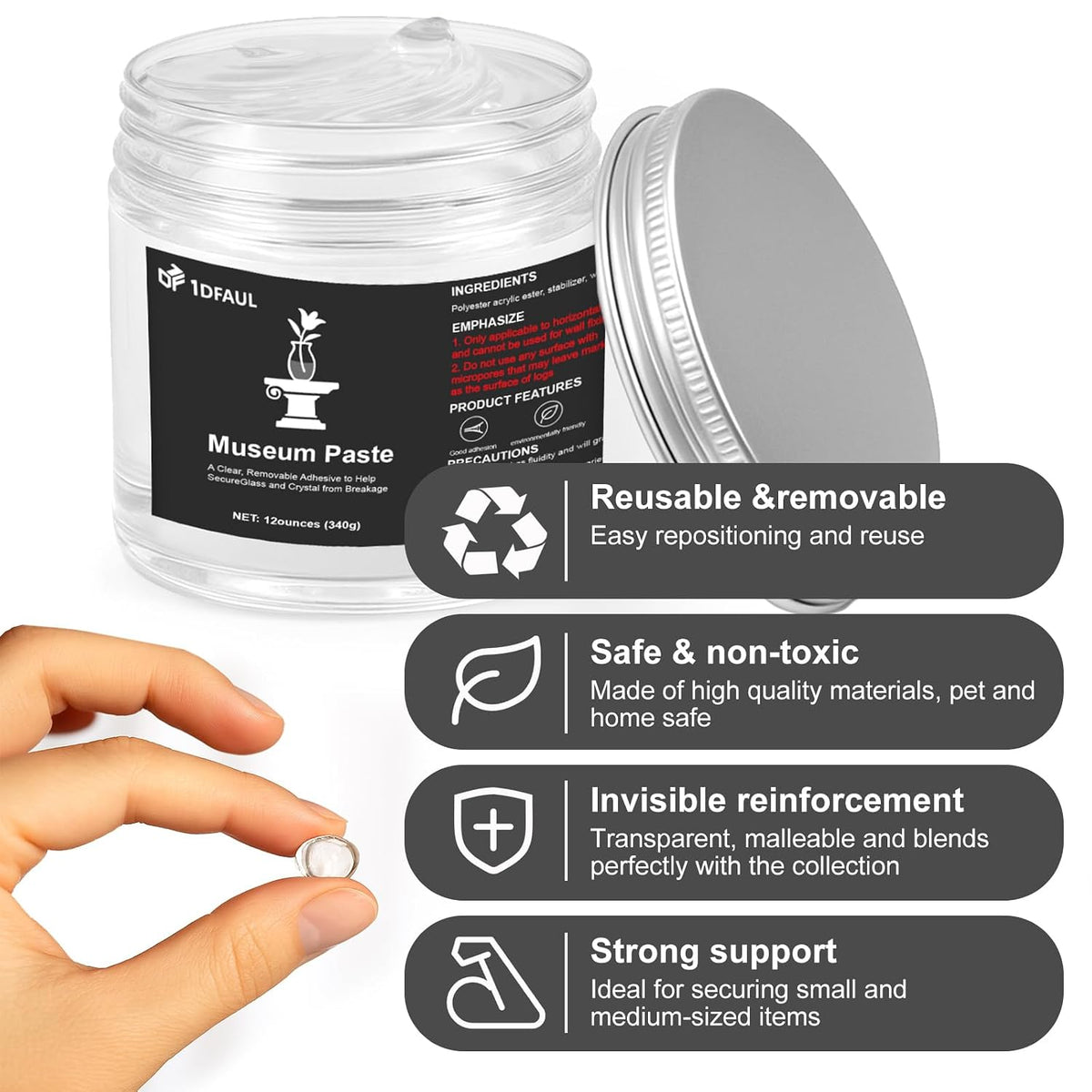 12 Oz Exhibits Fix Gel for Museum, Removable Museum Paste Putty Wax