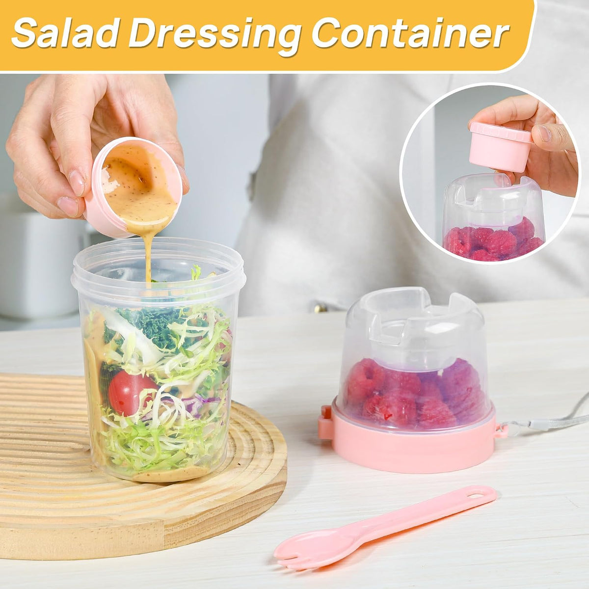 Yogurt Parfait Cups, 4 Pack, 27Oz, with Lids & Spoons