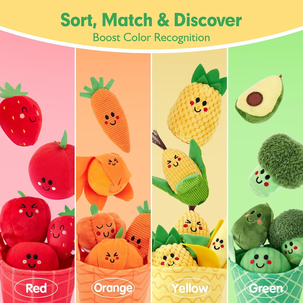 Baby Sensory Toys Montessori Toys 1 Year Old Fruit Vegetable 16Pcs