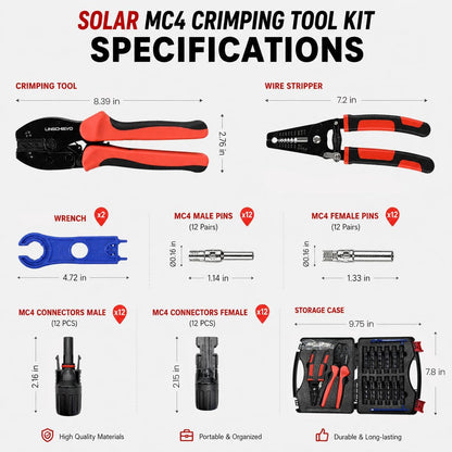 Solar Wire Crimper Tool Kit 14-10 AWG with 12 PCS MC4 Connectors