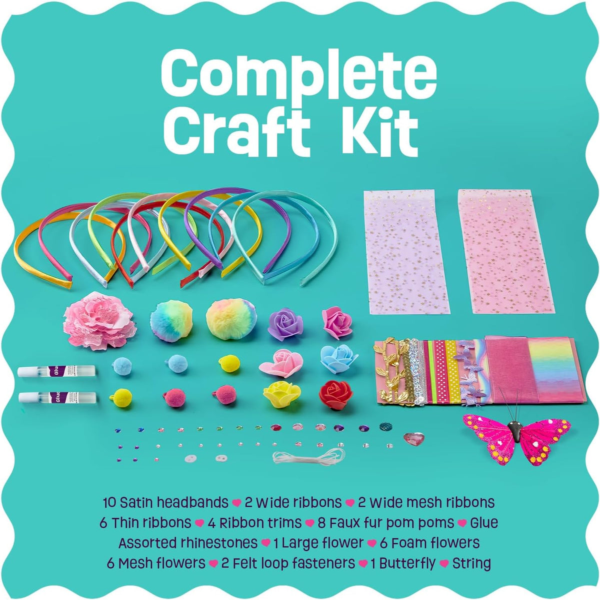 Headband Making Kit for Girls - Arts & Crafts Easter Gift - Make Your Own Fashion Headbands for Kids - DIY Hair Accessories - Gift for Ages 5-12 Year Old Girl - Little Kids Art & Craft Gifts
