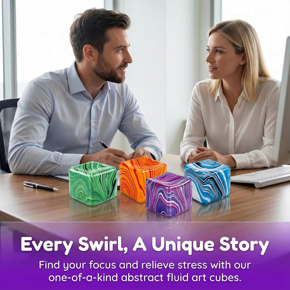 4 Pcs Squishy Fidget Stress Cube Balls for Adults Kids Teens Anxiety Relief