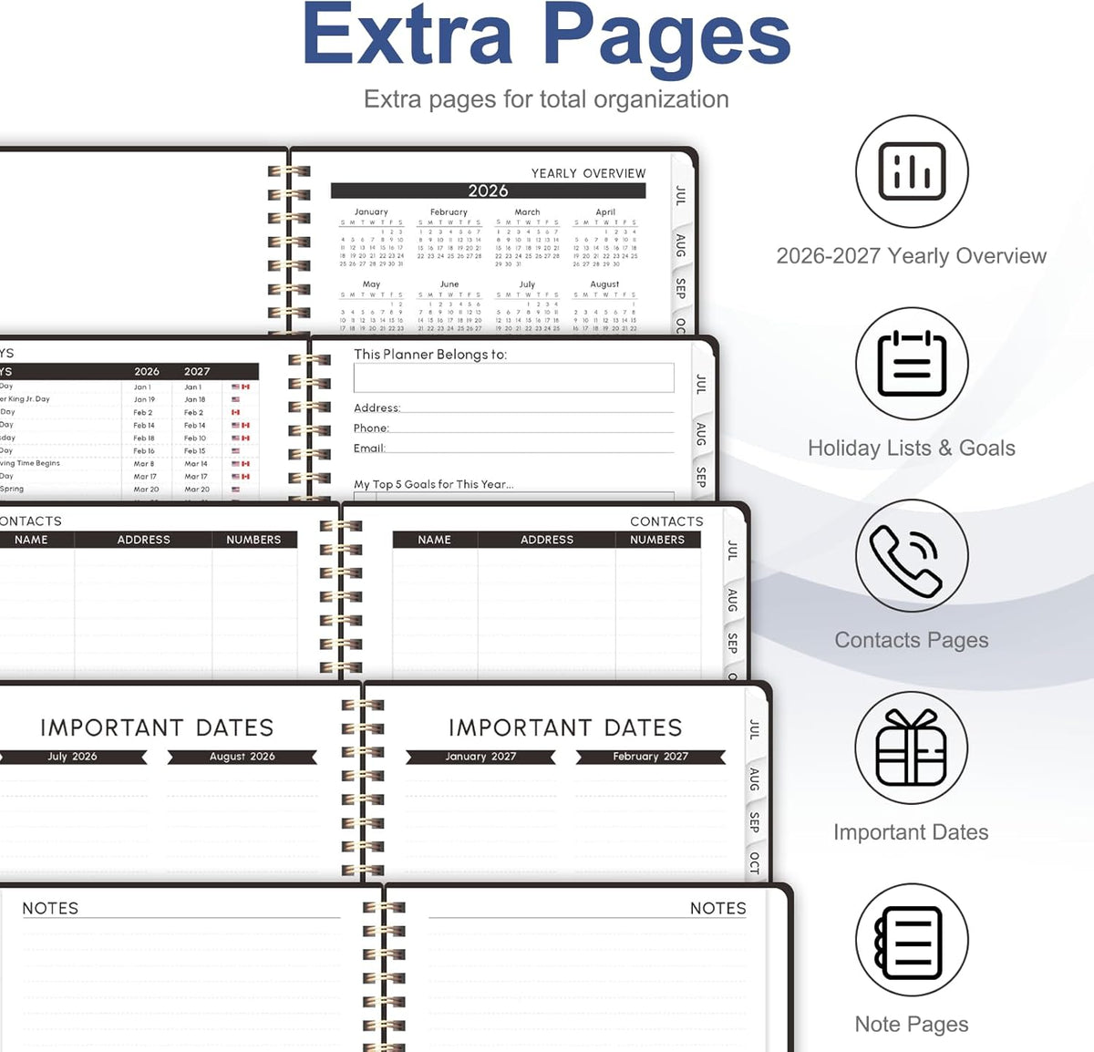 Planner 2026-2027, Weekly and Monthly Calendar Planner, JUL 2026 - JUN 2027