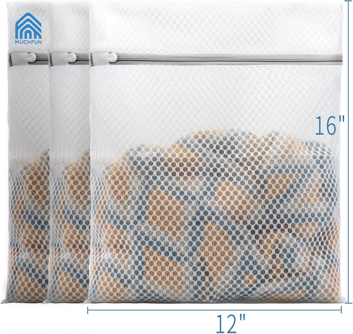 3Pcs Durable Honeycomb Mesh Laundry Bags for Delicates 12X16 Inches