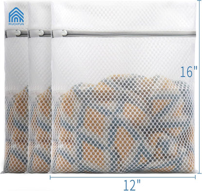 3Pcs Durable Honeycomb Mesh Laundry Bags for Delicates 12X16 Inches