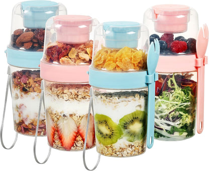 Yogurt Parfait Cups, 4 Pack, 27Oz, with Lids & Spoons