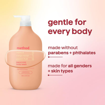 Body Wash, Island Mist-Leaves Skin Feeling Soft & Moisturized, Made without Parabens, Notes of Hibiscus, Mango Nectar & Passion Fruit, 28 Fl Oz