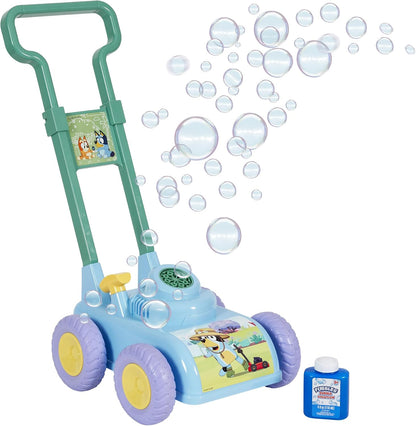 BLUEY Bubble Lawn Mower for Toddlers, Bubble Blowing Machine with Sound for Indoor and Outdoor Gardening Toy, Plays Bluey Music, Birthday, Party Favor for Preschool Girls and Boys