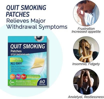 60PCS Quit Smoking Patches, Step 1 2 3 Stop Smoking Aids Patches