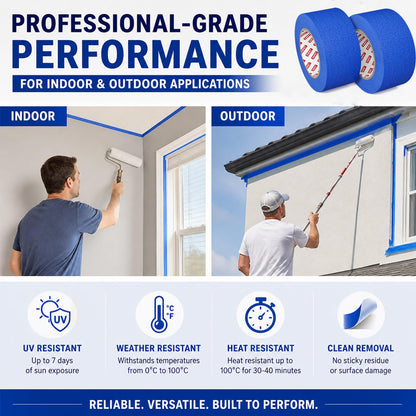 Blue Painters Tape 2 Inch X 55 Yards, 2 Rolls (110 Yards Total), Blue Masking Tape for Painting, Clean Removal Multi-Surface Paint Tape for Walls, Trim, DIY & Crafts