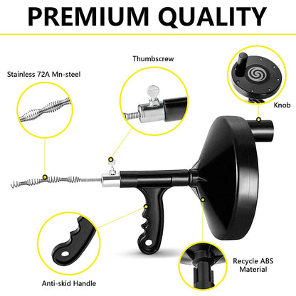 Drain Auger 25 Ft with Gloves, Heavy Duty Plumbing Snake Drain Clog Remover