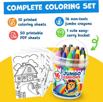 Jumbo Crayons for Toddlers 1-3 - Washable, Large Coloring Crayons for Kids