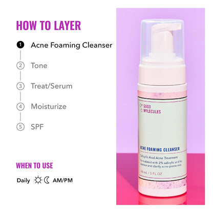 Acne Foaming Cleanser, 2% Salicylic Acid, 5 Fl Oz