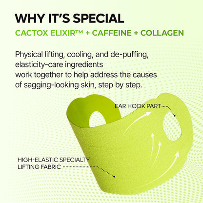 CACTOX V-Lifting Mewing Band – Cactox + Caffeine + Collagen Double Chin Lifting Band for Sagging Jawline & Facial Puffiness | 115.49% Jaw & Chin Lifting Improvement | Korean V-Line Lifting