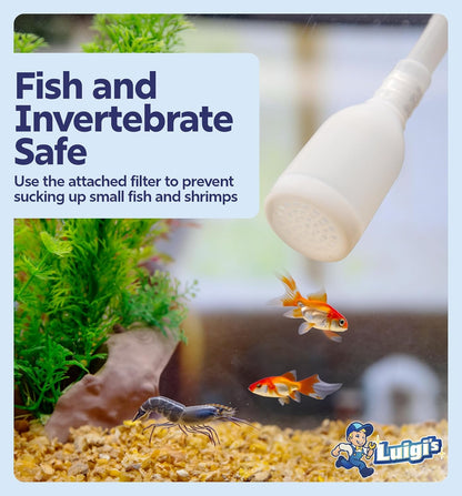 Fish Tank Cleaner - Turtle Tank Accessories - Gravel Vacuum for Aquarium - Hand Siphon Hose to Remove and Change Water or Sand in Minutes - Aquarium Cleaning Tools