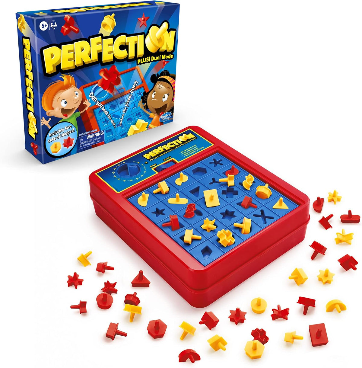 Perfection plus 2-Player Duel Mode Popping Shapes and Pieces Ages 5 and Up, Easter Gifts for Kids (Amazon Exclusive)