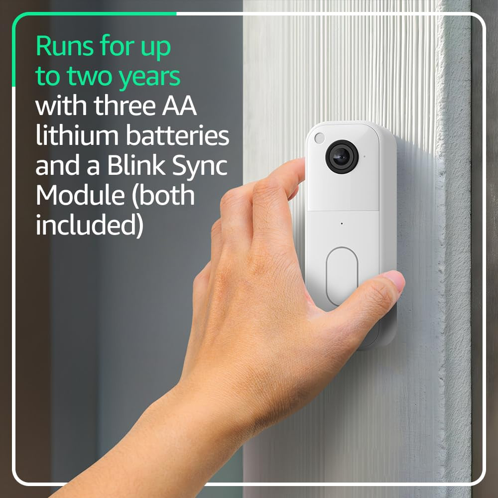 Video Doorbell – Head-To-Toe HD View, Two-Year Battery Life, and Simple Setup. Sync Module Core Included – System (White)