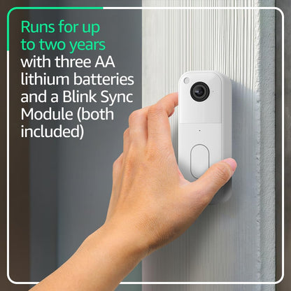 Video Doorbell – Head-To-Toe HD View, Two-Year Battery Life, and Simple Setup. Sync Module Core Included – System (White)