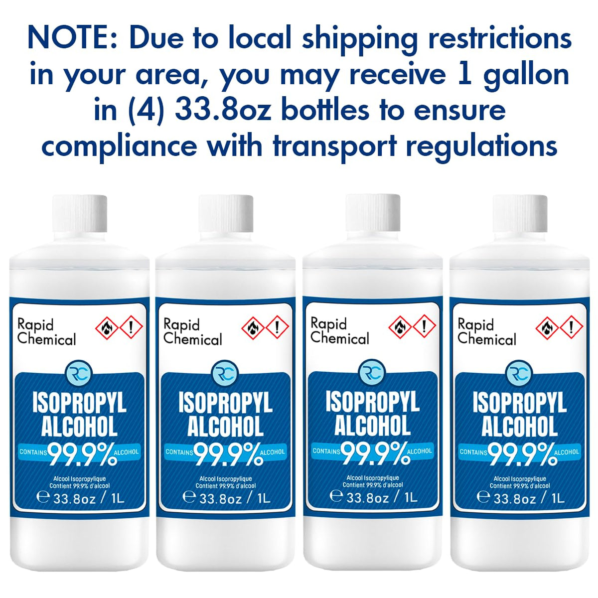 99% Isopropyl Alcohol - USP Grade - 99 Percent IPA Alcohol - 4 Pack 33.8 Fl Oz - 1 Gallon
