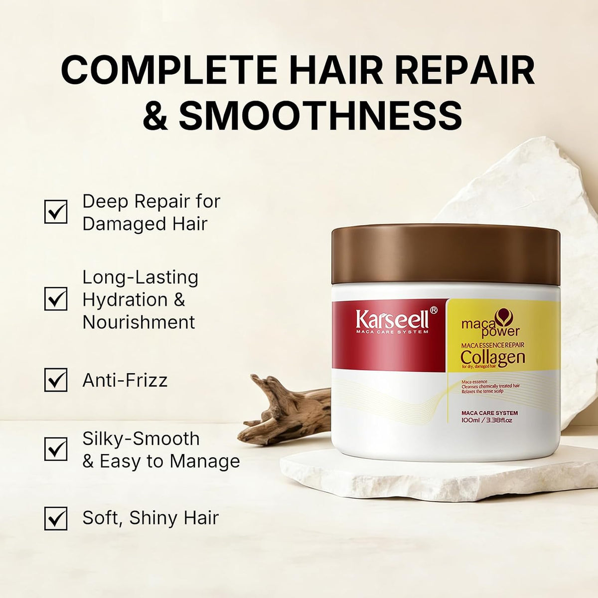 Collagen Hair Treatment for Dry Damaged Hair, 3.38Floz