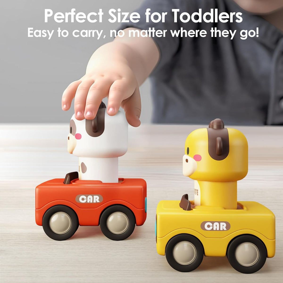 Baby Press to Go Car Toys for Toddlers 1-3, 1 Yr Old Boy Gift