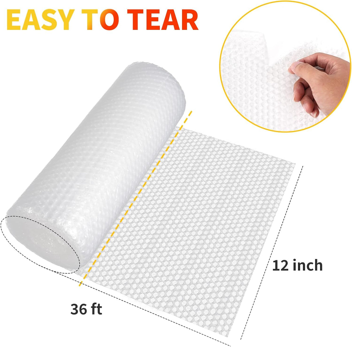 Bubble Cushioning Wrap 2 Pack 12 Inch X 72 Ft Total Bubble Wrap for Packing，Moving Boxes and Shipping for Your Business，Perforated Every 12 In.Suitable for Filling Packaging Boxes.