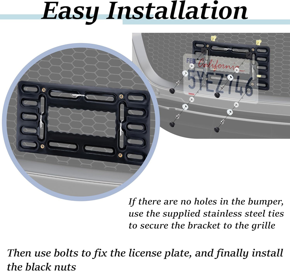 License Plate Bracket Holder, Front License Plate Frames, Universal Kit