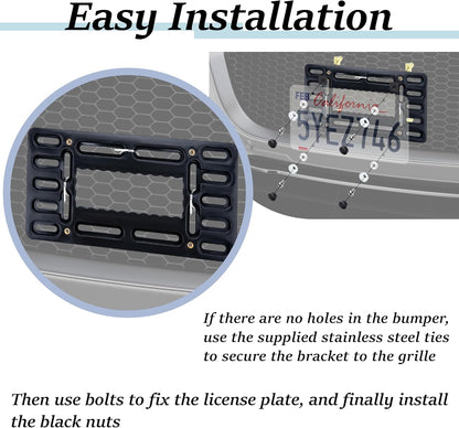 License Plate Bracket Holder, Front License Plate Frames, Universal Kit