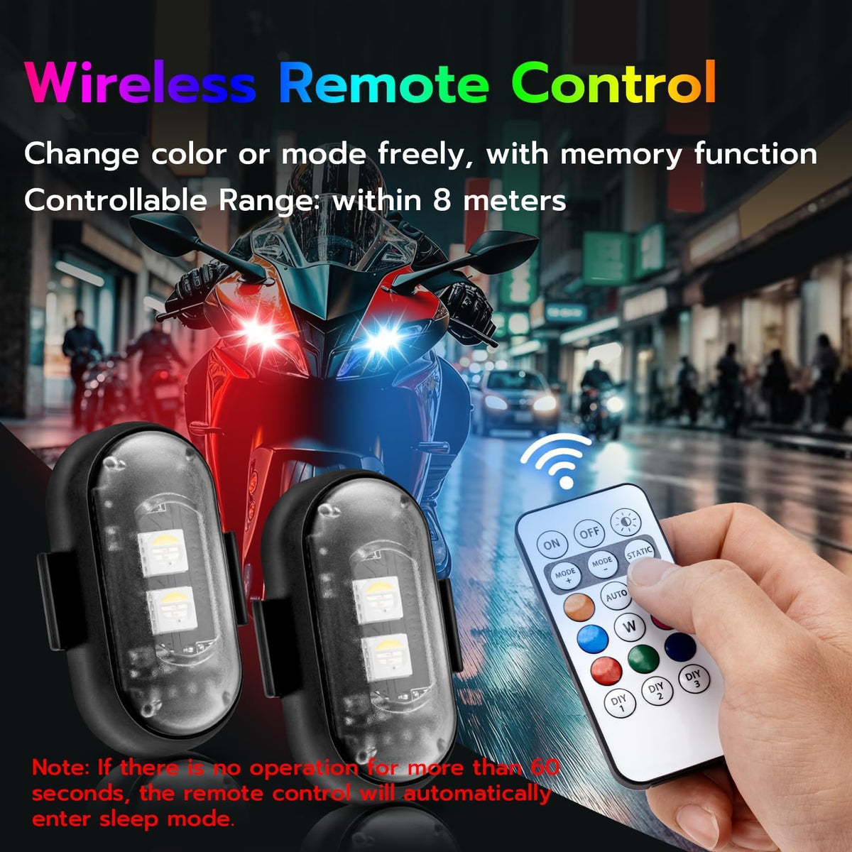 4 Pcs Wireless Rechargeable Magnetic LED Strobe Lights, 8-Colors USB Waterproof Anti-Collision LED Car Flashing Warning Light with Remote Control for Cars, RC Cars, Bikes, Motorcycles