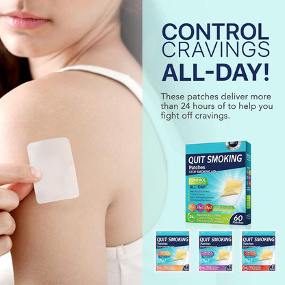 60PCS Quit Smoking Patches, Step 1 2 3 Stop Smoking Aids Patches