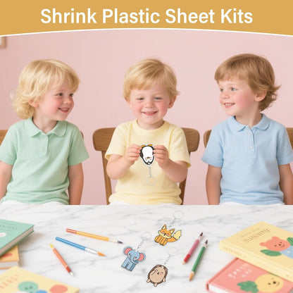 161 Pcs Shrink Paper Keychain Kit,30 Shrink Plastic Sheets for Kids