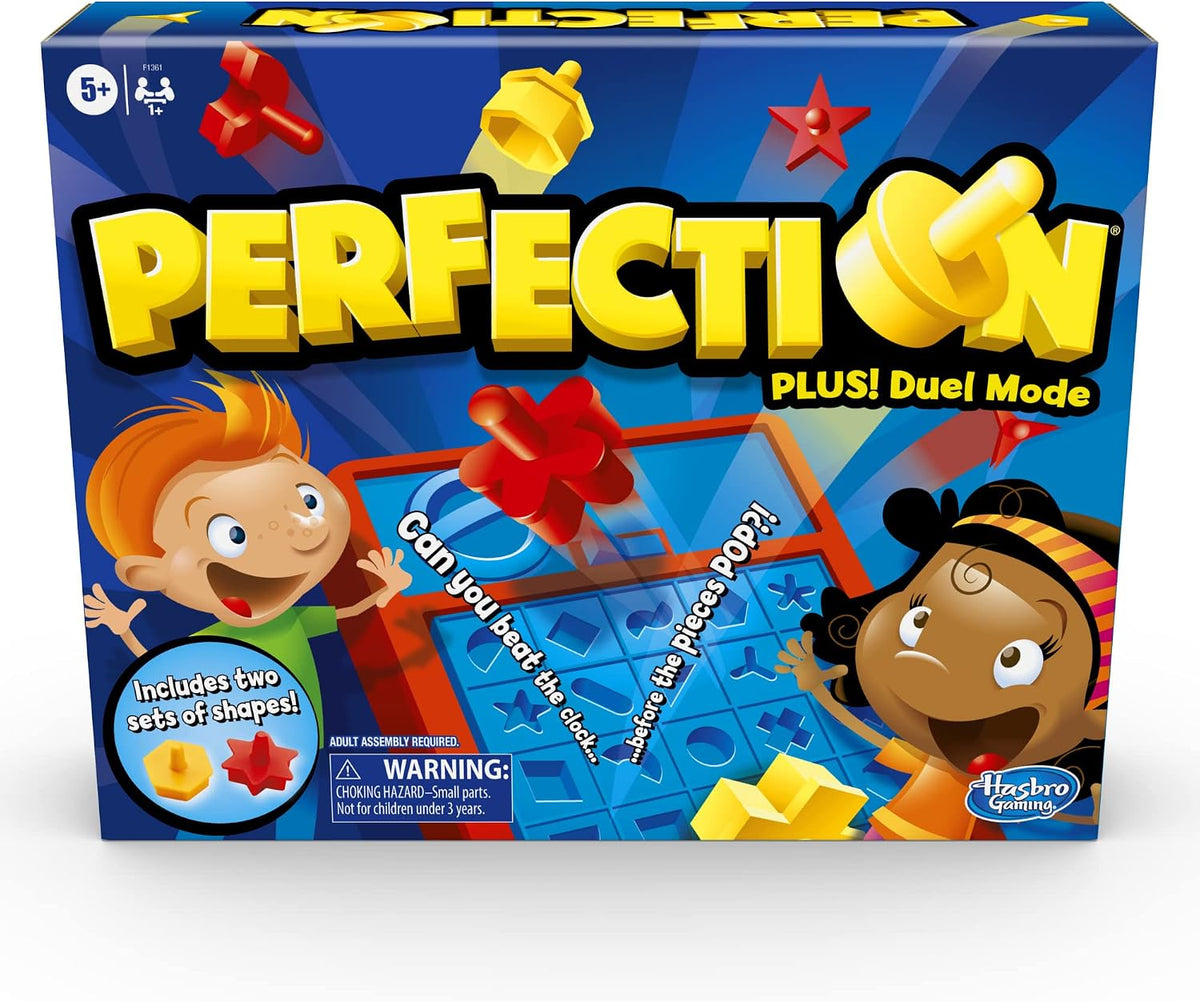 Perfection plus 2-Player Duel Mode Popping Shapes and Pieces Ages 5 and Up, Easter Gifts for Kids (Amazon Exclusive)