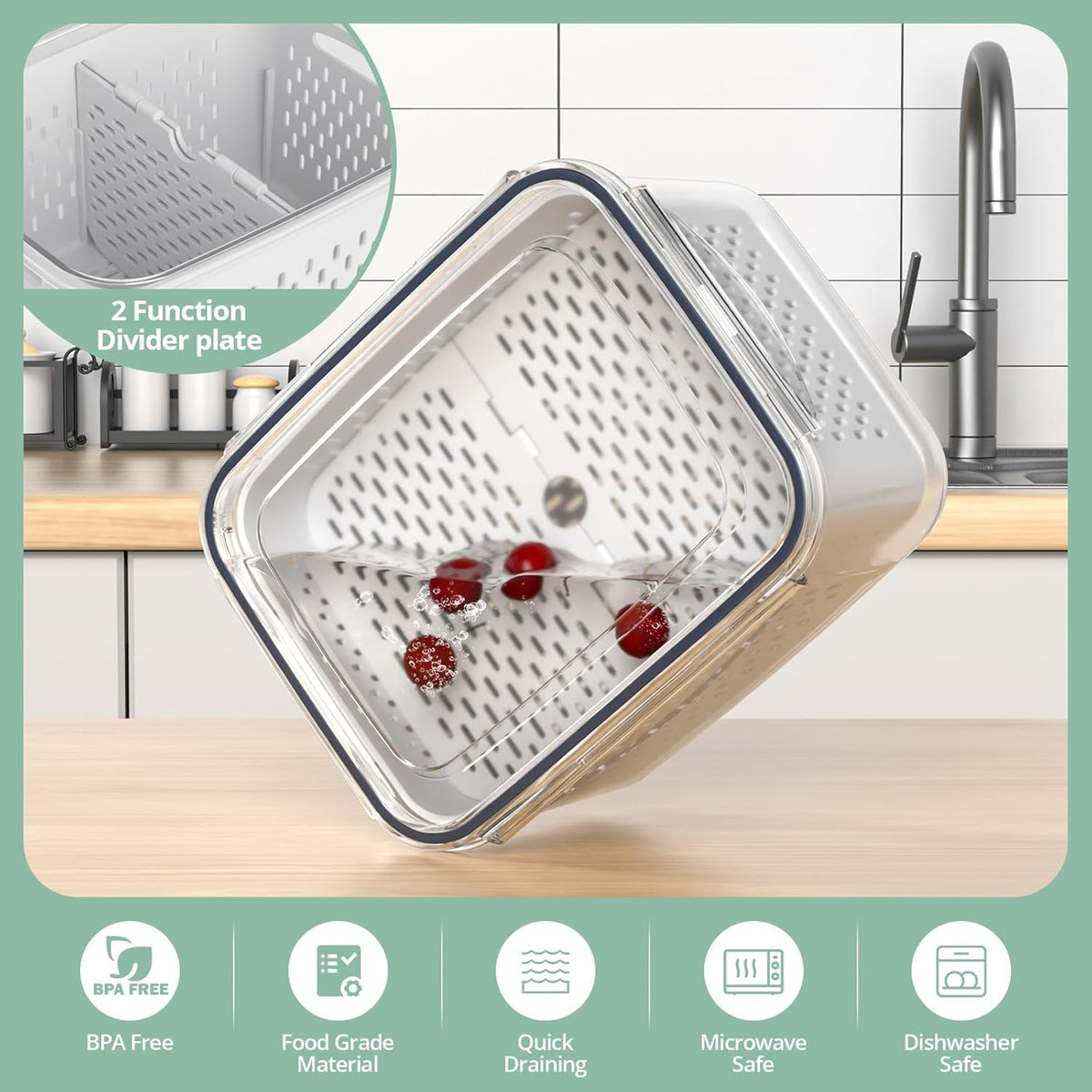 8 Pack Fridge Fruit Storage Containers with Removable Colander